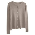 thumbnail image 1 of Womens's Knit Lightweight Sweaters Cardigans Crew Neck Button Down Solid Color Blouses Long Sleeve Outerwear (Free Size, Yellow), 1 of 3