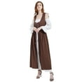 thumbnail image 1 of Womens's Medieval Renaissance Costume Cosplay Chemise and Over Dress, Brown, Large, 1 of 5