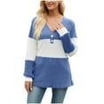 thumbnail image 1 of Womens's Ribbed Knit Sweaters Lightweight Casual V Neck Pullover Colorblock Striped Tunic Tops Trendy Jumpers (S, Sky Blue), 1 of 7
