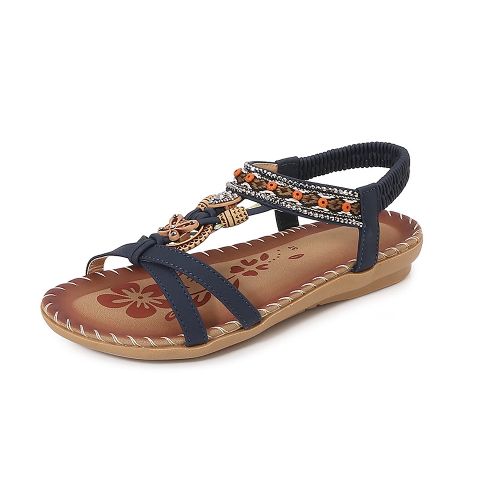 Womens sandals non-slip durable outsole bohemian style women's sandals soft skin-friendly for long time walking sandals women perfect for summer beach trips casual outings holiday dressing,Blue 41