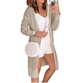 thumbnail image 1 of Womens Solid Color Long Sleeve Open Front Knit Sheer Cardigans Lightweight Kimono Long Sweater, 1 of 3