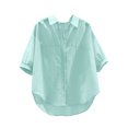 thumbnail image 1 of Youyipin womens Summer Tops Button Down Shirts Long Sleeve Cotton Gauze Tops Casual Collared Blouses Loose Fit Business Casual Pring Tops For Women, 1 of 7