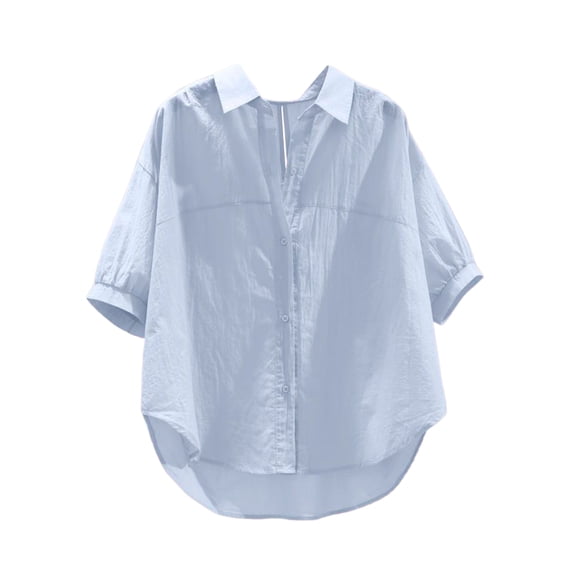 Womens summer tops Button Down Shirts Long Sleeve Cotton Gauze Tops Casual Collared Blouses Loose Fit business casual pring tops for women