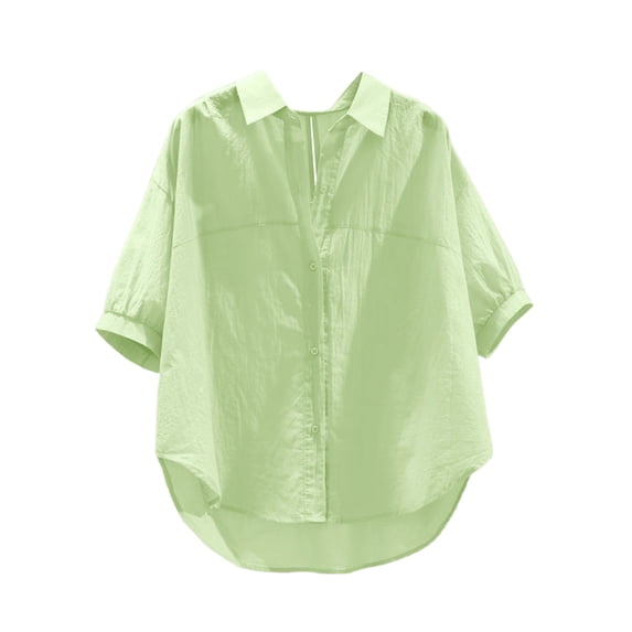 Womens summer tops Button Down Shirts Long Sleeve Cotton Gauze Tops Casual Collared Blouses Loose Fit business casual pring tops for women