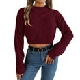 thumbnail image 1 of Womens sweaters Cropped Sweater Casual Long Sleeve Cable Knit Pullovers Fall trendy Winter Sweater Jumper Tops for ladies, 1 of 8
