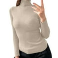 thumbnail image 1 of Womens sweaters Turtleneck Pullover Sweaters slim fit Classic long sleeve high neck Knit Tops autumn winter basic pullover tops, 1 of 5
