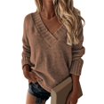 thumbnail image 1 of Womens sweaters oversized Solid Color Long Sleeve trendy V Neck sweaters soft cozy lightweight Pullover Sweaters for ladies, 1 of 4