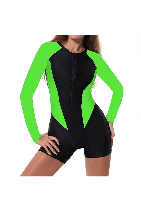 Womens swimsuits Jerdar Long Sleeve Swimsuits for Women Rash Guard UPF Surfing One Piece Modest Full Coverage Bathing Suit M