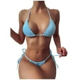 thumbnail image 1 of Womens swimsuits ,Women's Flower Print Lace Up High Cut Leg Bikini Set Two Piece Swimsuit Blue S(S), 1 of 4