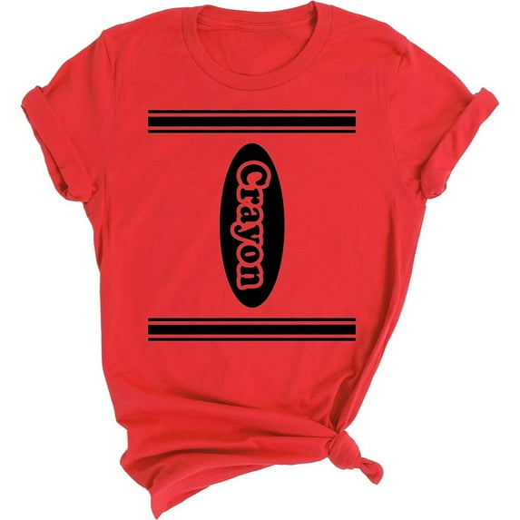 Womens tshirts Crayon pattern printed short sleeve casual tops cute basic clothes relaxed fit funny cute trendy daily outfits