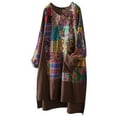 thumbnail image 1 of Womens tshirts o neck linen print long sleeve tee shirts plus size casual loose fit trendy fashion tops cute daily wear outfits, 1 of 2