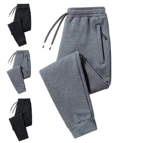 Womens weatpants Winter Fleece Lined Thermal Jogger Pants Drawstring with Zipper Pockets Lightweight Athletic Pants Light Gray XXL