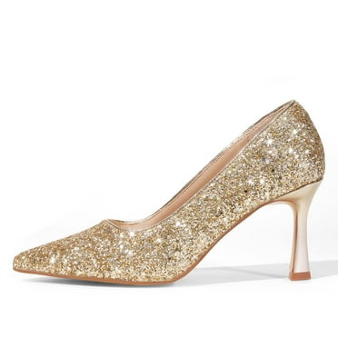 WomensHigh Heels Pumps Pointed-Toe Slip-On Stilettos Sparkling high heels