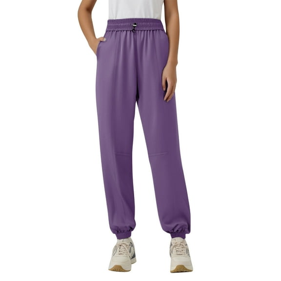 WomensPants Summer Quick Dry Active Trousers High Waist Ankle Cuff Lightweight for Running Gym Fitness Purple S