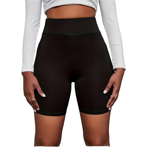 WomensPlus Size Sports Shorts High Waisted Biker Shorts for Women Black Workout Yoga Shorts for Gym Running