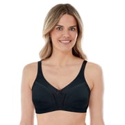 Women's Bestform 5006825 Unlined Wireless Cotton Bra with Seamed Cups Black 36C
