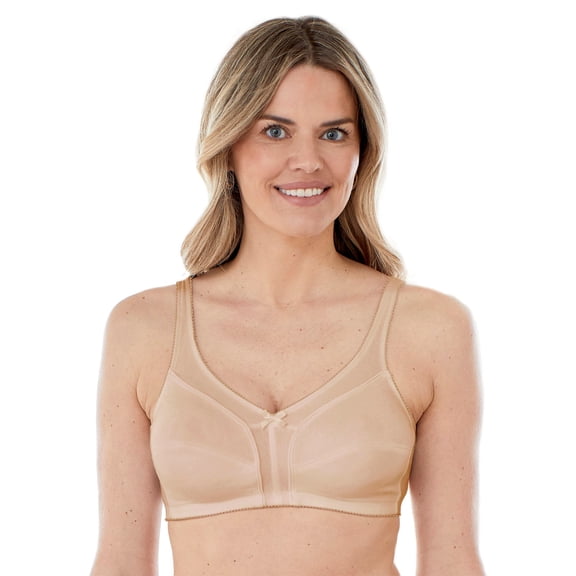 Women's Bestform 5006825 Unlined Wireless Cotton Bra with Seamed Cups (Nude 42D)