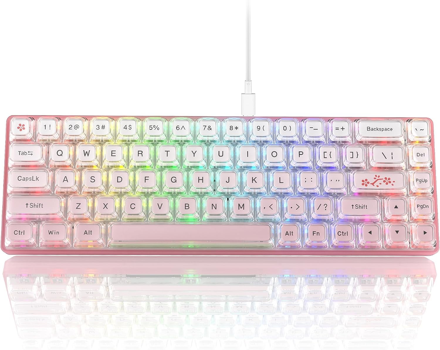 Womier W-K68 RGB Gaming Keyboard, Gradient Pink, 68 Keys Compact Wired ...