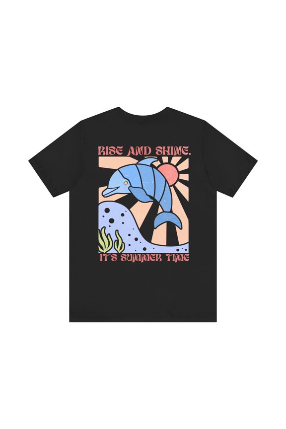 Womne's Rise and Shine It's Summer Time Beach Front/Back Cotton Shirt