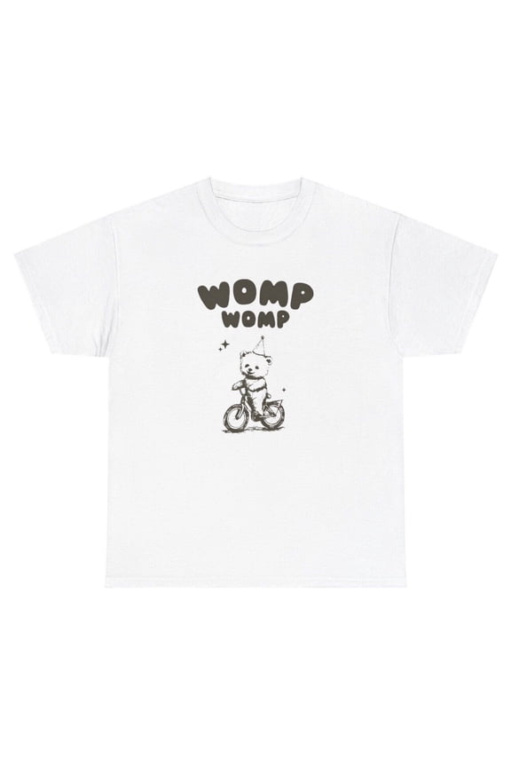 Womp Womp Bear Riding Bike T Shirt Funny Silly Weird Y2K Gen Z Humor Tee