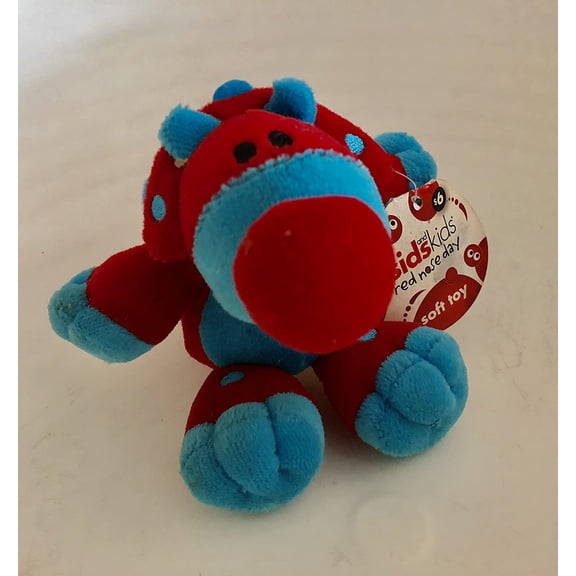 Wompro Red Nose Day sids and kids 5 Small Brontosaurus Dinosaur Dino Blur And Red Plush Soft Stuffed Replacement Toy New