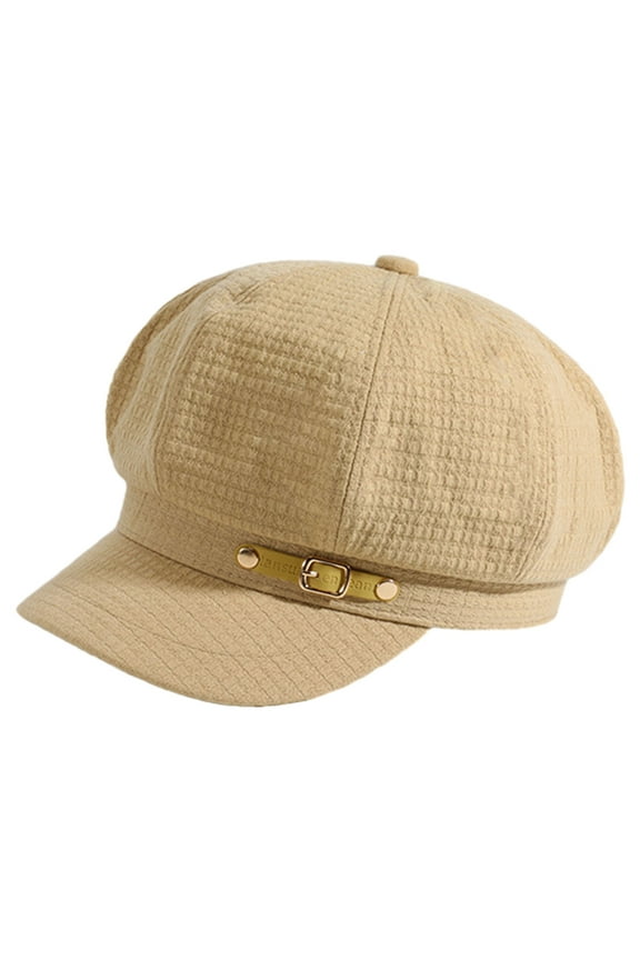 Womrn Fall Winter Hat Painter Hat Short Brim Buckle Decor Dome Top Retro Artistic Decorative Lady Cap