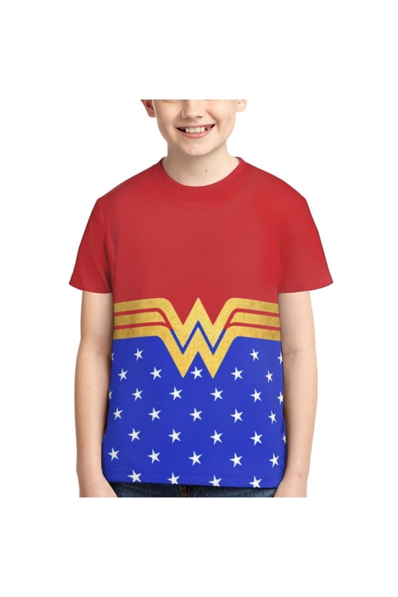 Won-der Women Boys Girls T Shirts Cartoon Teens Shirts 3D Graphic Funny Print Shirts for Youth Shirts