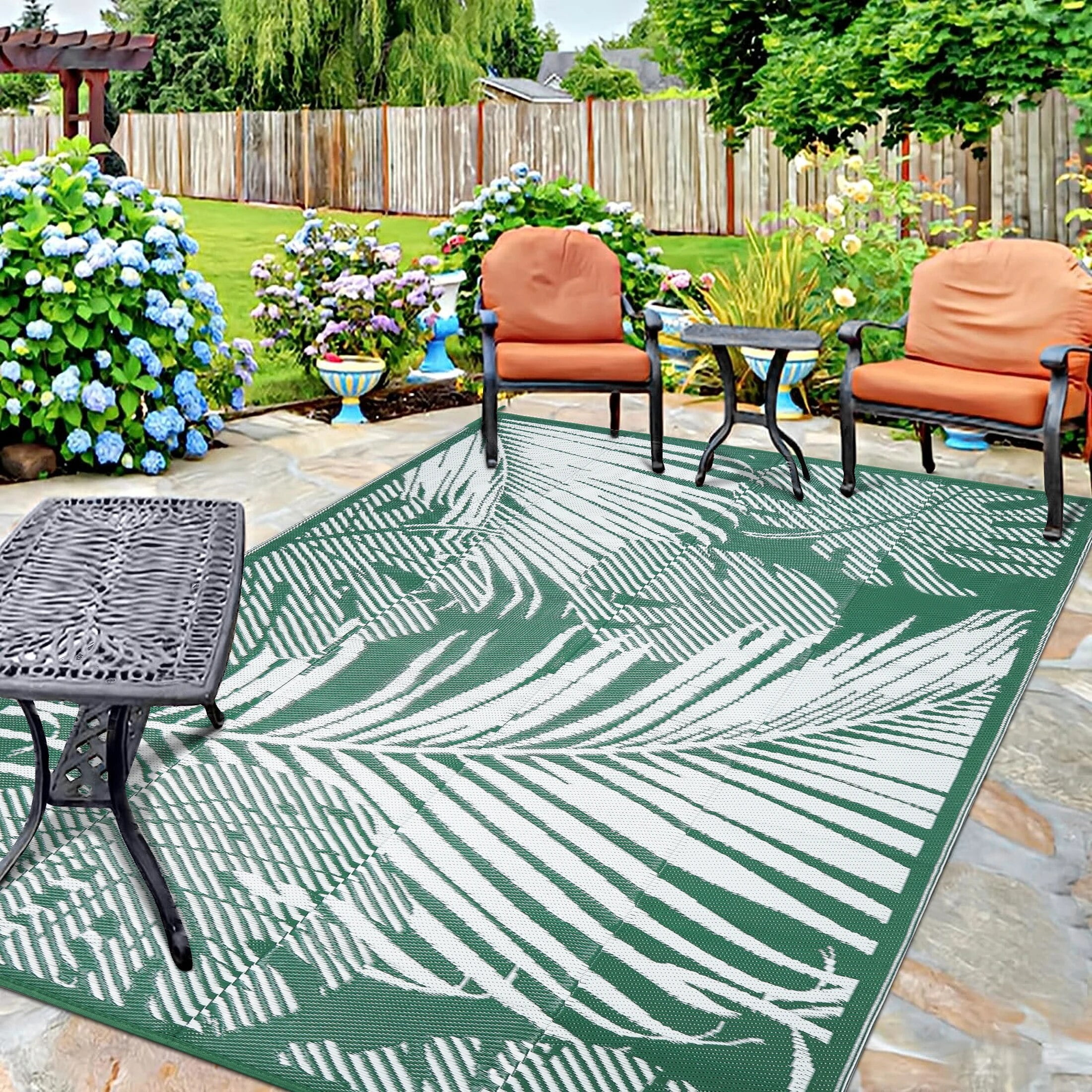 WondRg Outdoor Plastic Rugs on Sale Clearance 5'x8' Area Rugs Green