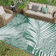 WondRg Outdoor Plastic Rugs on Sale Clearance 5'x8' Area Rugs Green Palm Leaf RV Rugs, Camping Rugs, Porch, Balcony, Deck, Pool Rugs
