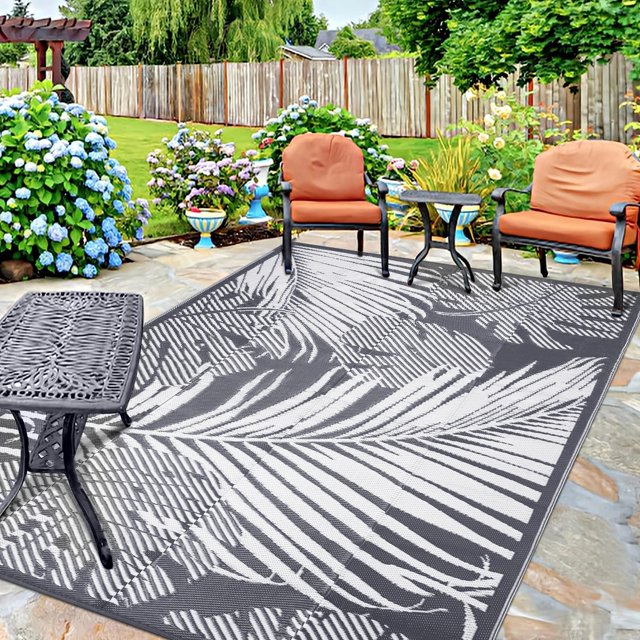 WondRg 5'x8' Reversible Straw Outdoor Rug, Waterproof Patio & Indoor