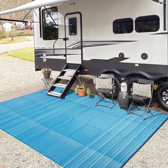 WondRg Outdoor Rugs Clearance 5'x8' Stripe Area Rugs Waterproof Patio Rugs, Plastic Camping Rugs, Porch Rugs, RV Rugs for outside