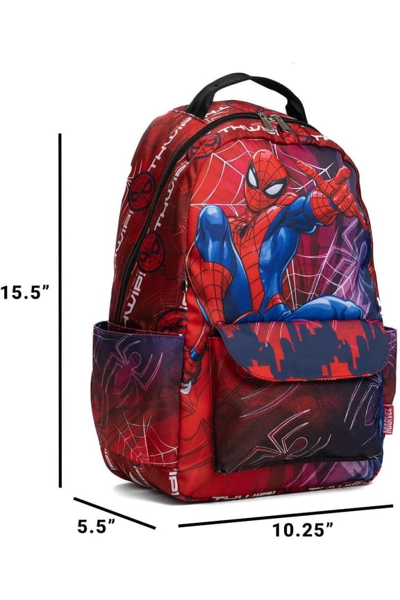 Marvel Spider-Man 15.5 Inch Deluxe Nylon Backpack, Kids School Bag with Laptop Sleeve & Pockets