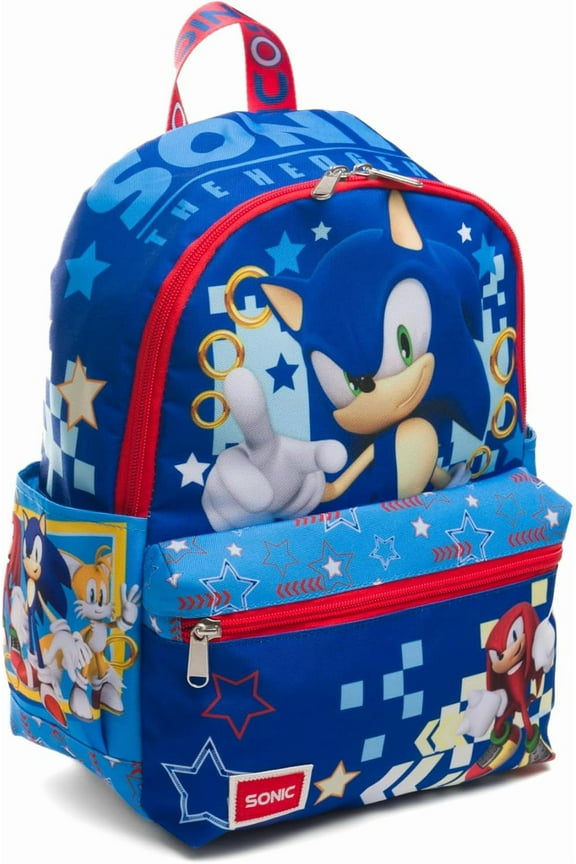 Wondapop Sega Sonic Gotta Go Fast 13" Deluxe Nylon Daypack Backpack, Kid, Fun