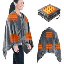 Wondba & 59"x31" Cordless Heated Blanket Battery Operated Portable Electric Heated Shawl 3 Temp Wearable Heating Blanket for Indoor Outdoor