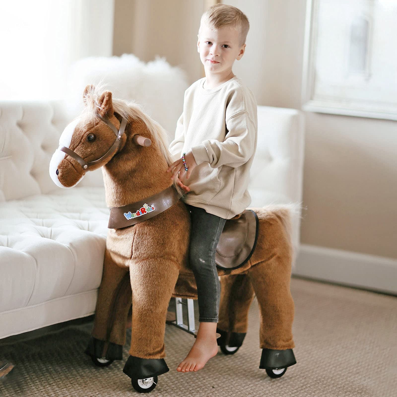 WondeRides Kids Rideable Animal Ride On Rocking Toy, Plush Horse with — free download