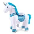 WondeRides Kids RideOn Blue Unicorn Toy, Plush Walking Pony with