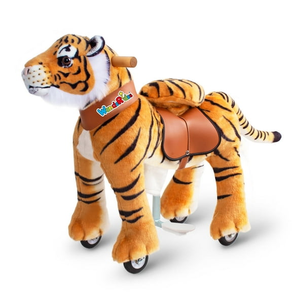 WondeRides Ride on Horse Toys Size 3 for Boys and Girls Age 3-5 Plush Walking Tiger Animal Giddy up Pony Mechanical Riding Horse Toys