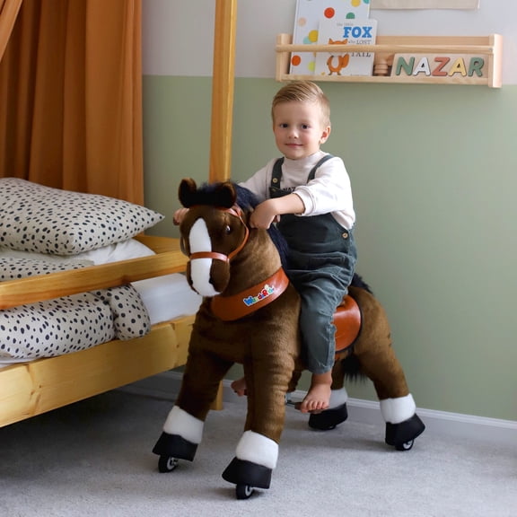 WondeRides Ride on Horse Toy Rocking Walking Pony Boys Toy Plush Walking Animal Ride on Pony Cycle Mechanical Riding Horse for Kids Age 4-9 M446