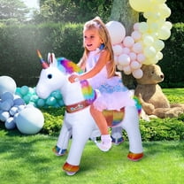 WondeRides Ride on Unicorn Horse Toy Plush Walking Animal Riding Pony  for Toddlers Mechanical Horse Toy with Wheels Medium Size 4 for Age 4-9 Years