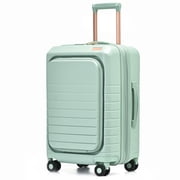 Wonder Barcelona 20 Hardside Spinner Carry-On Luggage with Front Pocket and Laptop Sleeve.GREEN