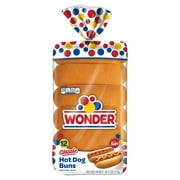 Wonder Bread Classic Extra Soft Hot Dog Buns, White Bread Buns, 18 oz., 12 Ct, Shelf-Stable