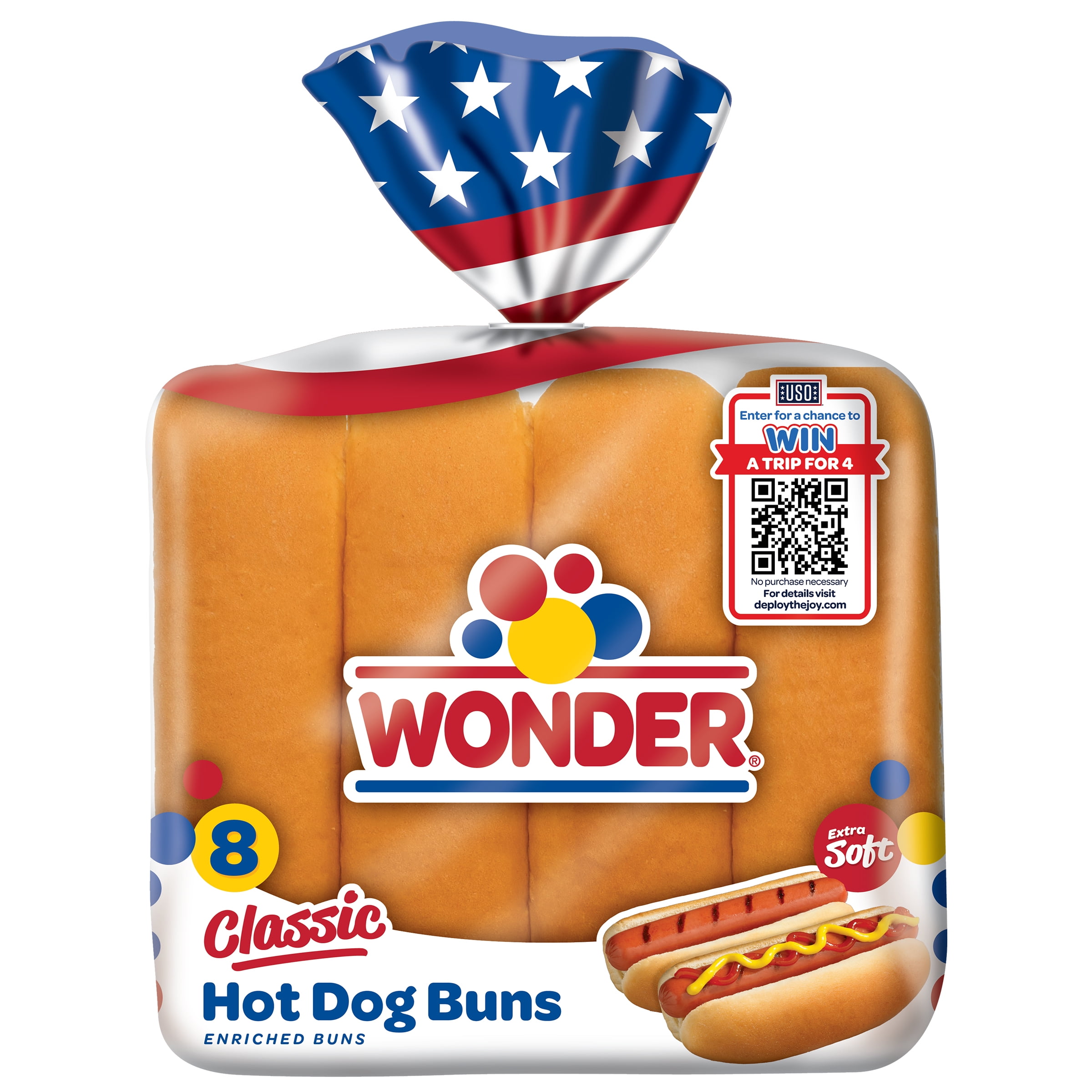 Wonder Bread Classic Hot Dog Buns, White Bread Hot Dog Buns, 8 Count