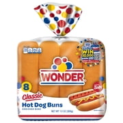 Wonder Bread Classic Hot Dog Buns, White Bread Hot Dog Buns, 8 Ct, Shelf-Stable