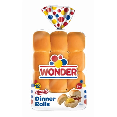 Wonder Bread Dinner Rolls, Soft White Bread Rolls, 12 Ct, Shelf-Stable