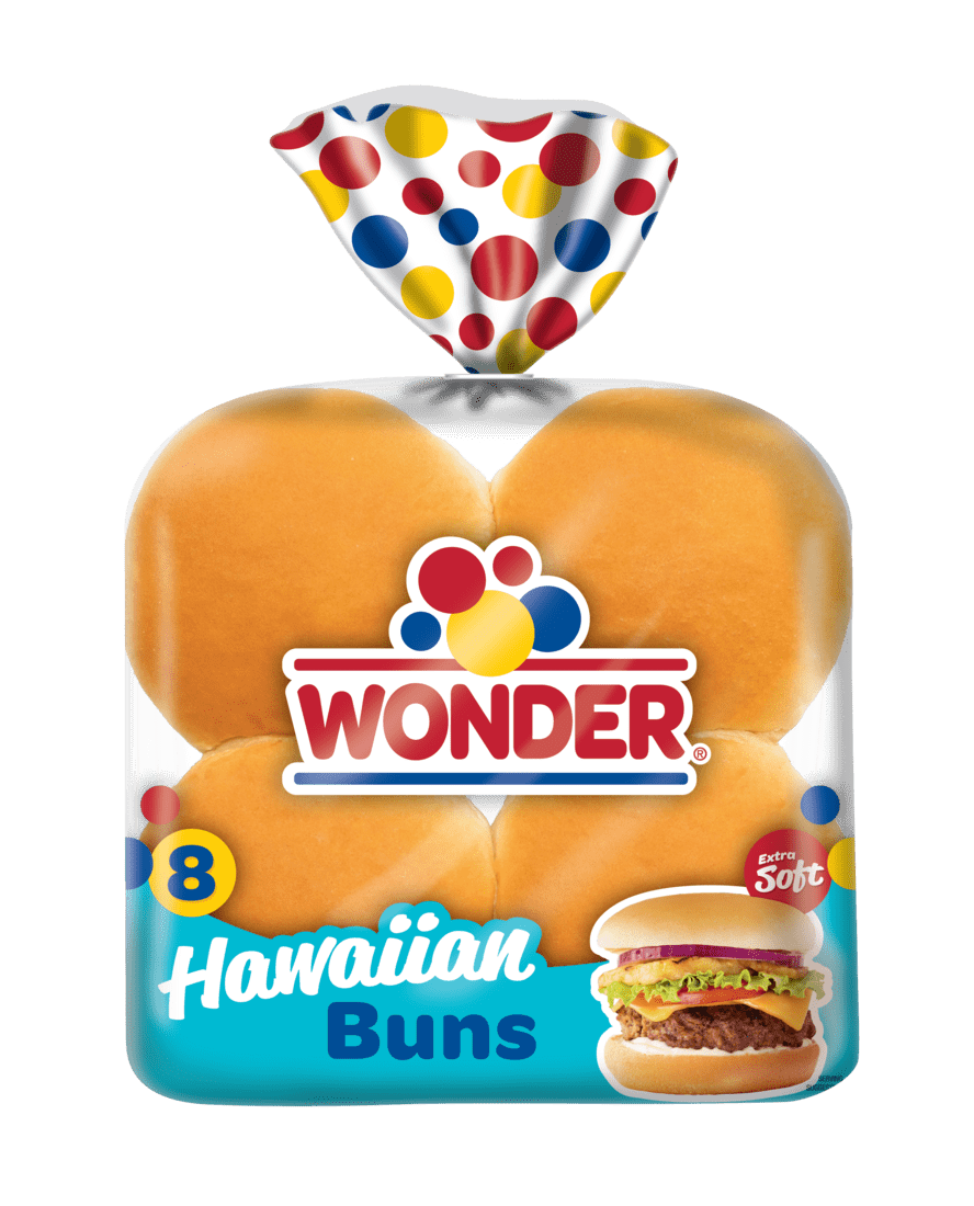 Wonder Bread Hawaiian Buns, White Bread Hamburger Buns, 15 oz, 8 Count