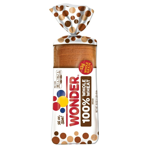 Wonder Bread Small 100% Whole Wheat Bread, Small Loaf, 13g of Whole Grains per Slice, 16 oz Loaf