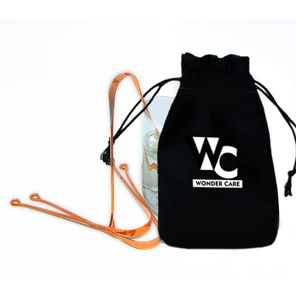 Wonder Care - 100% Copper Tongue Scraper Tongue cleaner Ayurvedic for Optimal Oral Hygiene (3 Pieces with bag)