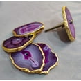 thumbnail image 1 of Wonder Care Agate knobs for Dresser Drawers, Agate Slice pulls for Cabinet Doors Cupboard Decorative Wardrobe Handles Furniture Hardware, Golden electroplated Edges (Pack of 5) Purple, 1 of 3