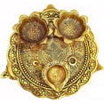 thumbnail image 1 of Wonder Care | Ganesha Lakshmi Statue Sculpted - Diwali Puja Thali| Home Decor | Mandir | Gift | Hindu God Idol (Diya Plate-Golden) Arti Thali Plate, 1 of 6