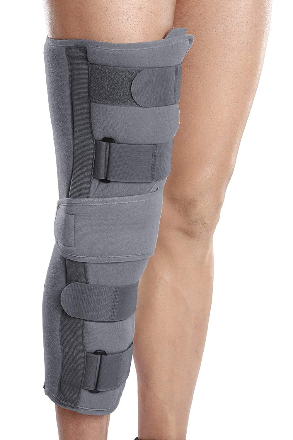 Wonder Care Knee Immobilizer Brace for Knee support for dislocation injuries ligament tear wraparound knee stabilizer splint for men & women (19” long) Grey-S
